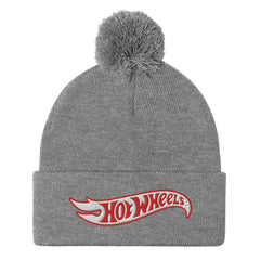 Hot Wheels Grey Pom Pom Beanie