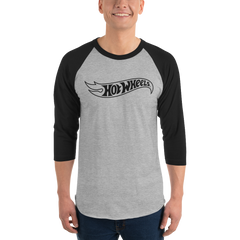 Hot Wheels Outline Logo 3/4 Sleeve Grey and Black Raglan Shirt