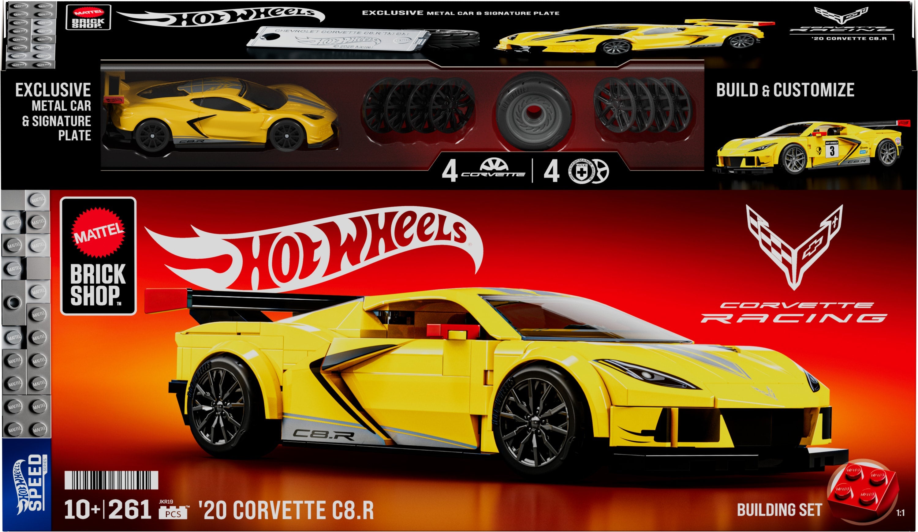 Mattel Brick Shop Hot Wheels ’20 Corvette C8.R Building Set
