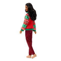 Barbie Holiday Sweater Doll with Long Brunette Hair