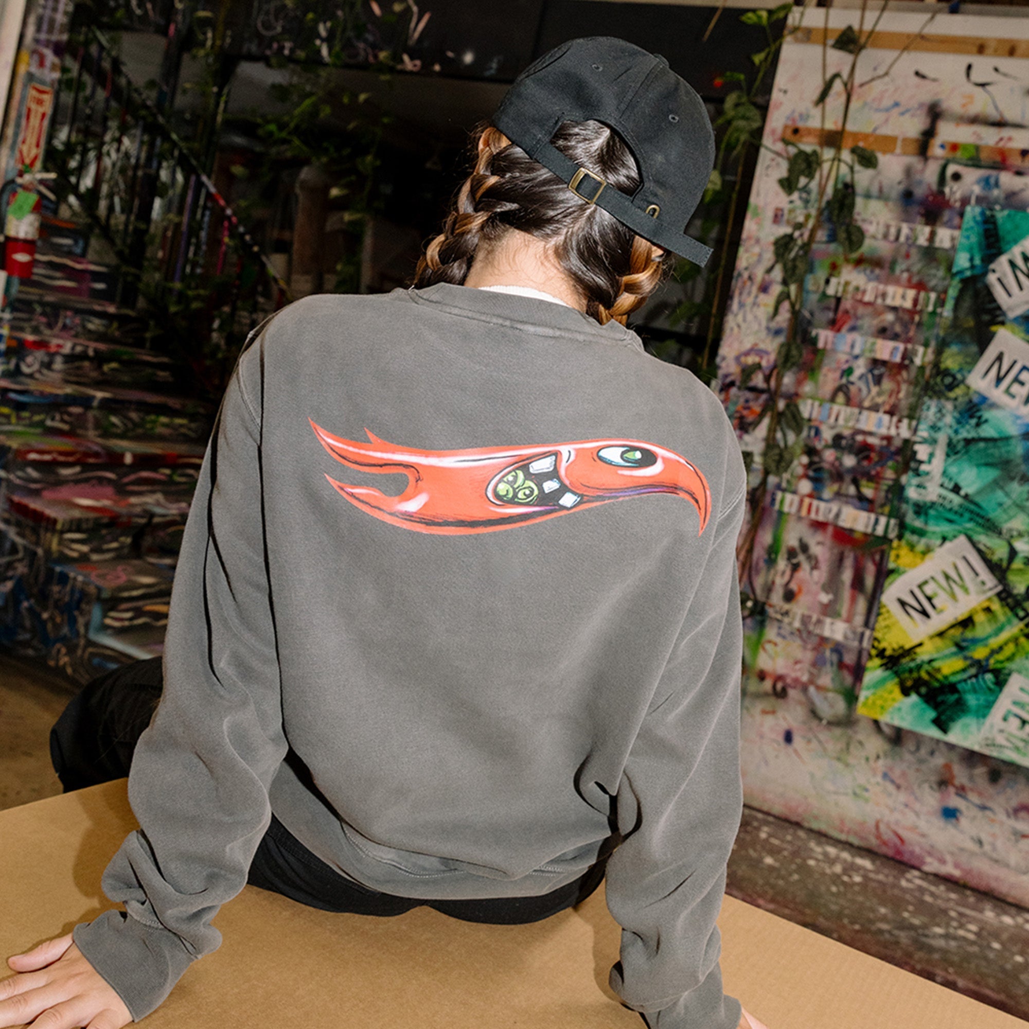 Hot Wheels x Kenny Scharf Black Embroidered Sweatshirt