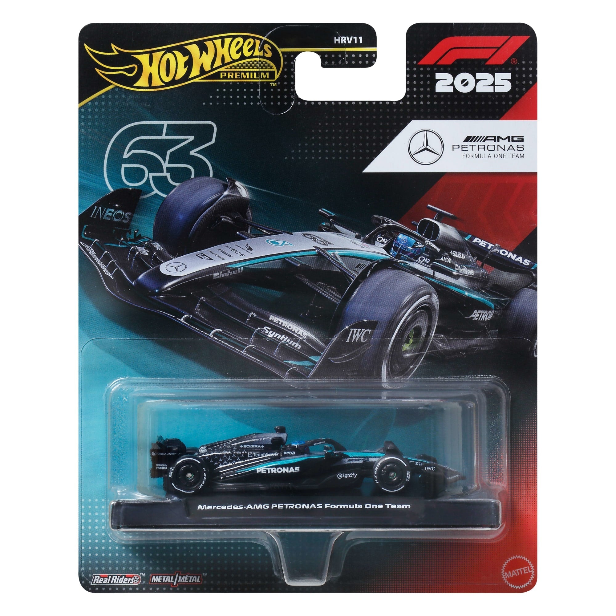 Hot Wheels Premium Mercedes-AMG PETRONAS 2025 Formula 1® Team #63