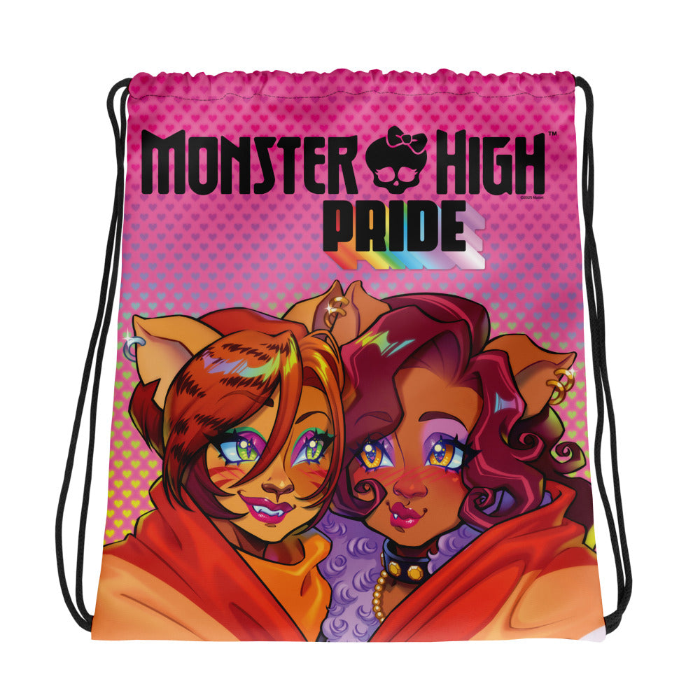 Monster High Pride Toralei & Clawdeen Pink Drawstring Bag