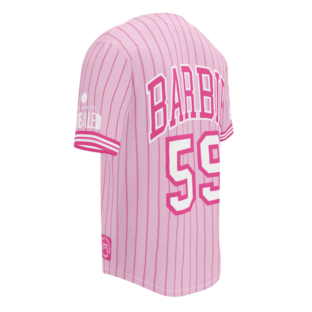 Barbie Pink Striped Baseball Jersey