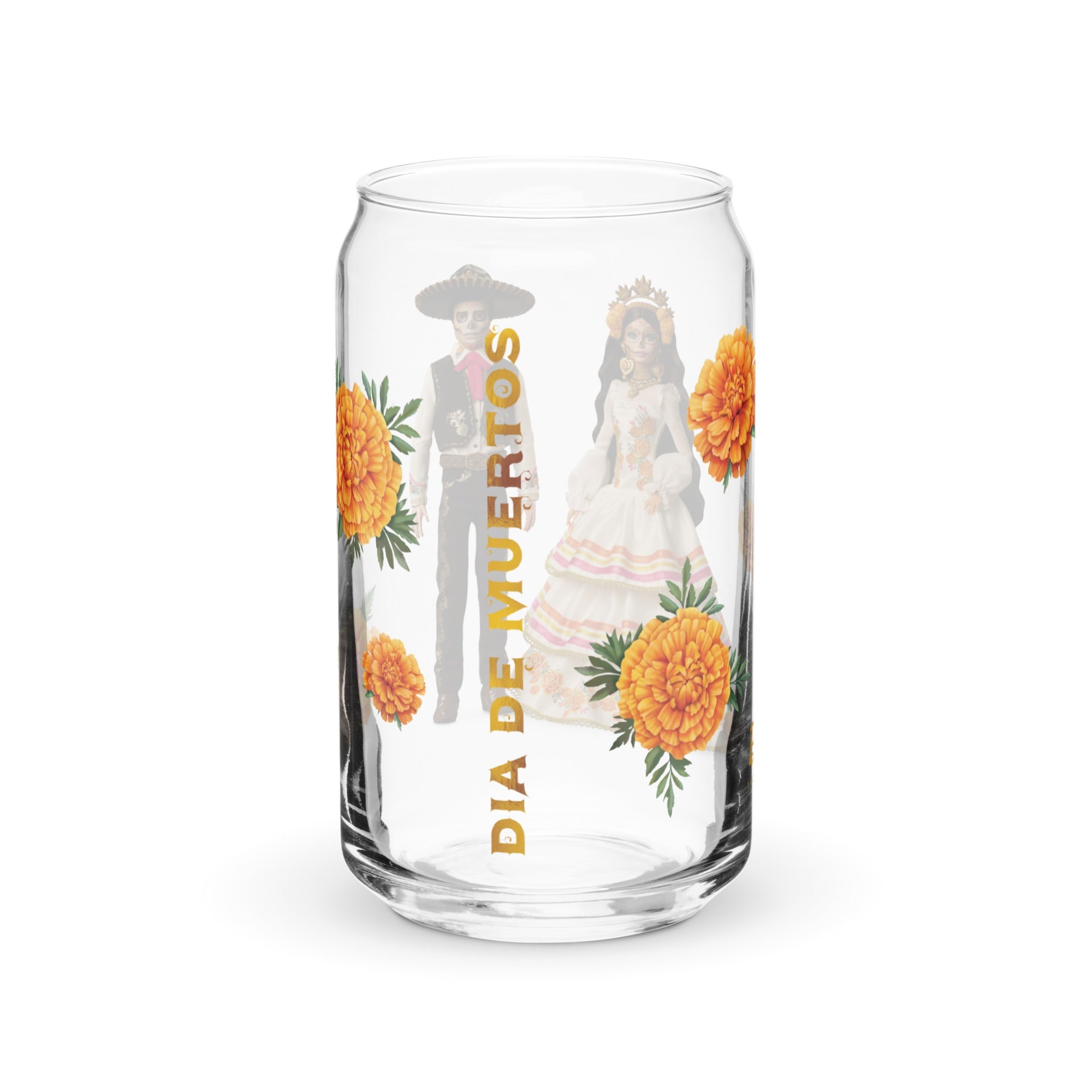 Barbie Día de Muertos Marigolds Clear Glass