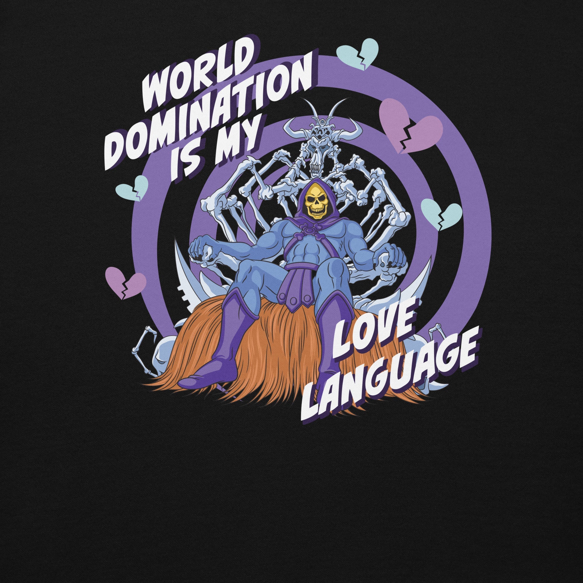 Masters of the Universe Skeletor Love Language Embroidered Black Hoodie
