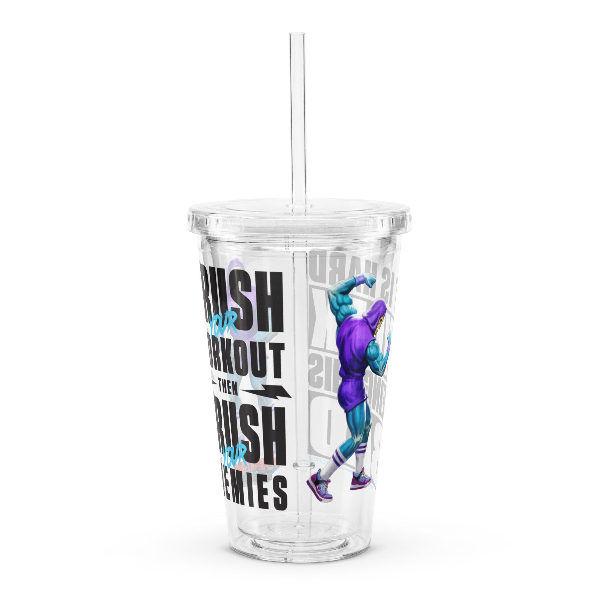 Masters of the Universe Gym Bro Skeletor Crush Your Workout Clear Water Tumbler