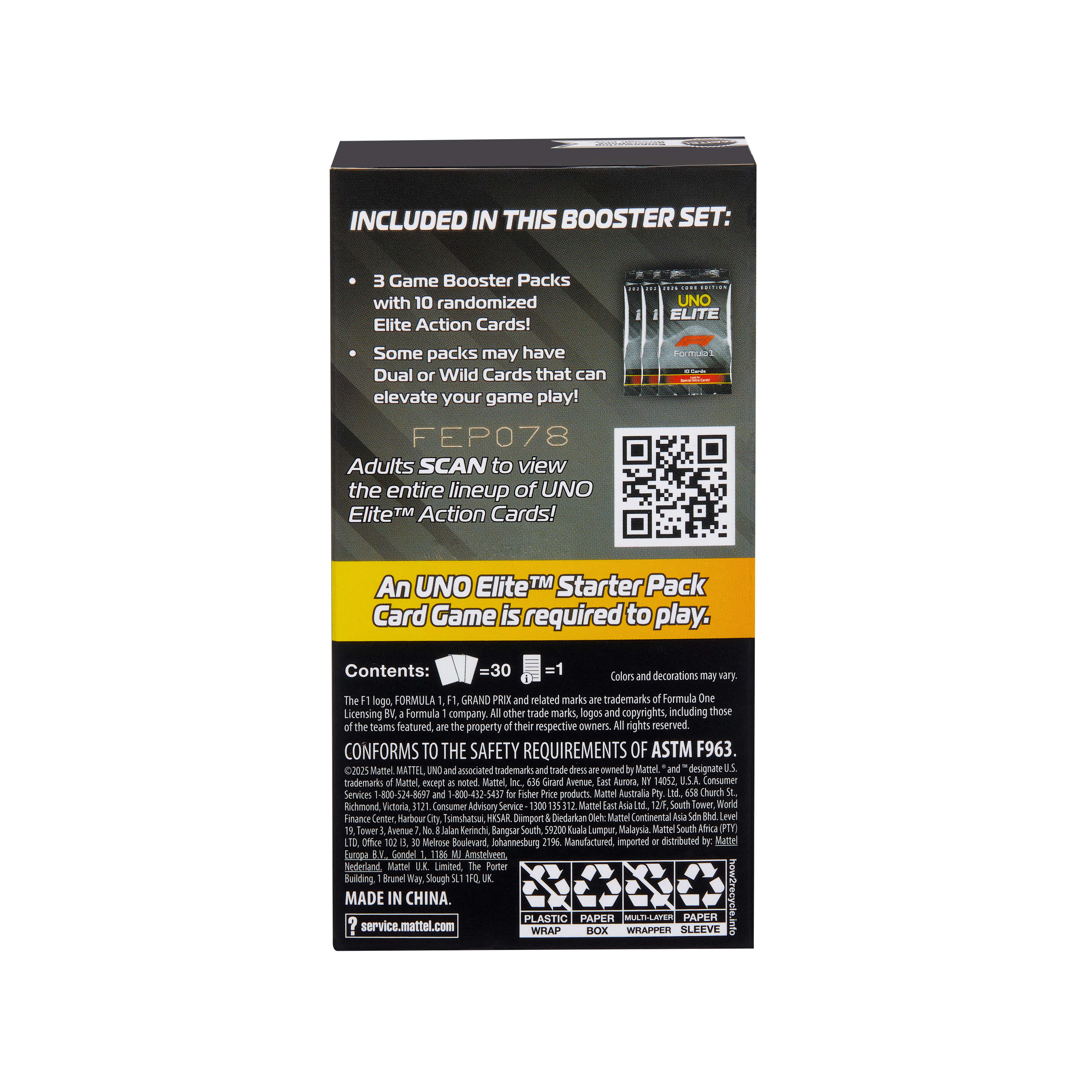UNO Elite™ Formula 1® 2025 Core Edition Booster Set