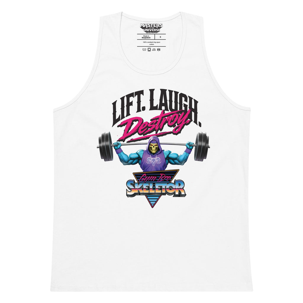 Masters of the Universe Gym Bro Skeletor Lift Laugh Destroy White Tank Top