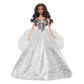2021 Holiday Barbie Doll, Brunette Curly Hair