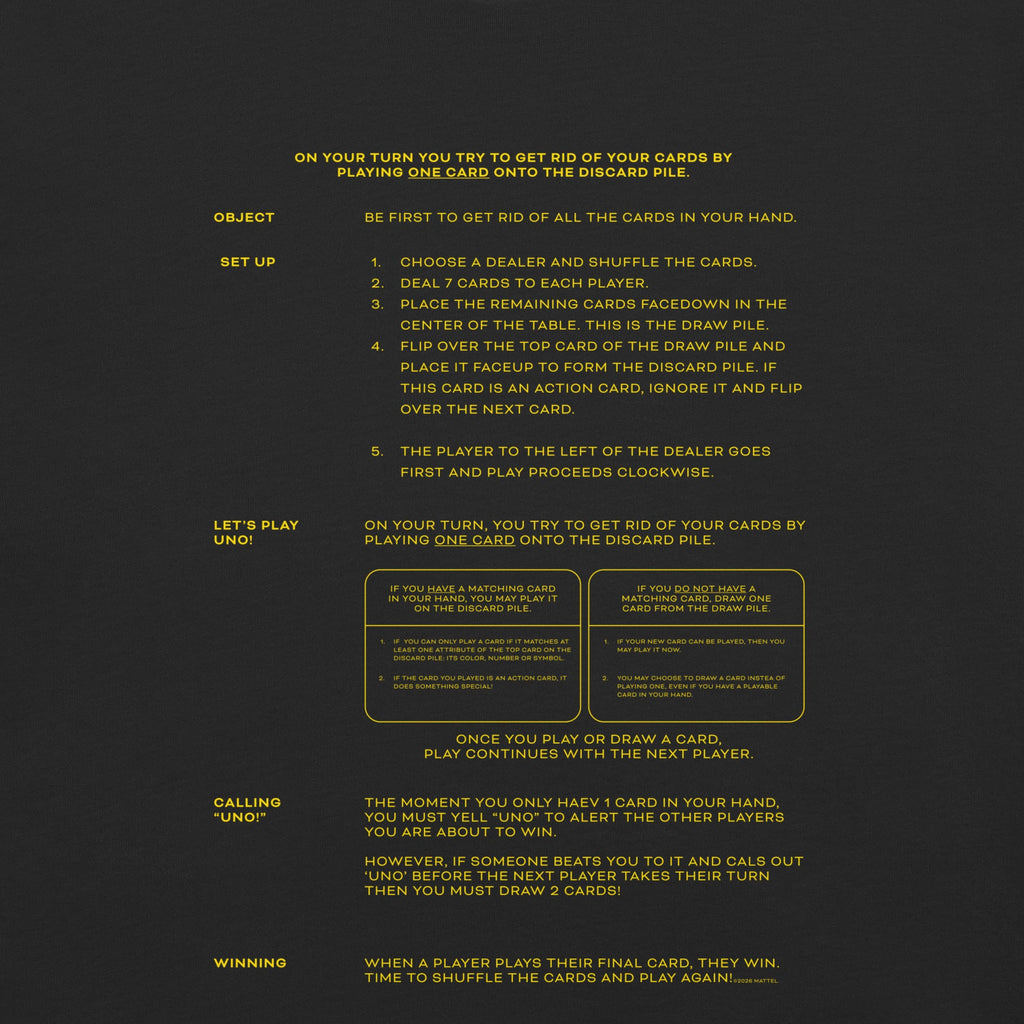 UNO Social Club Rules Black T-shirt