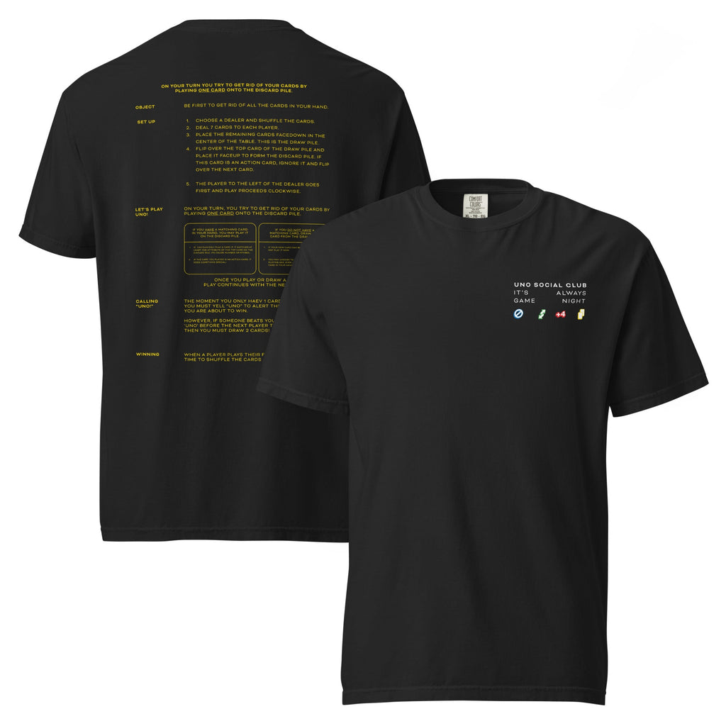 UNO Social Club Rules Black T-shirt