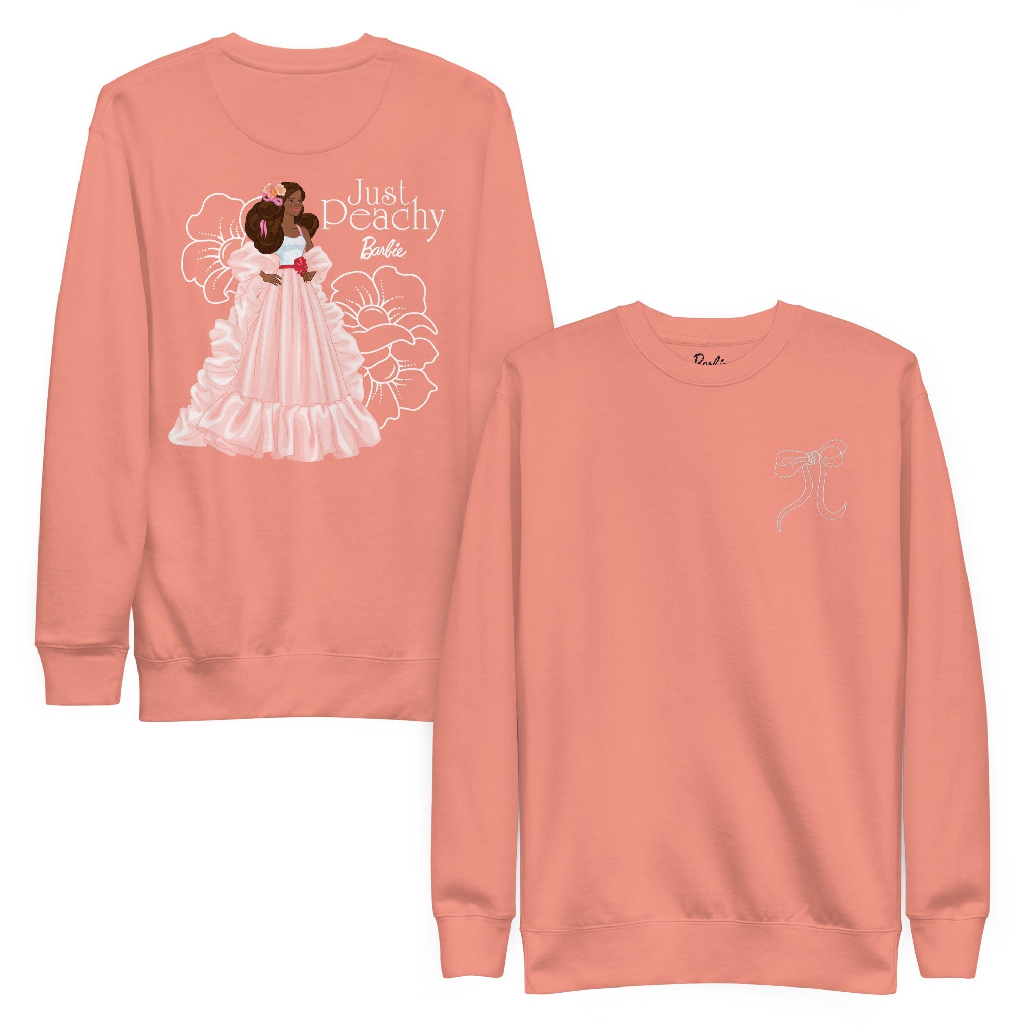 Barbie Peaches 'n Cream Embroidered Peach Sweatshirt