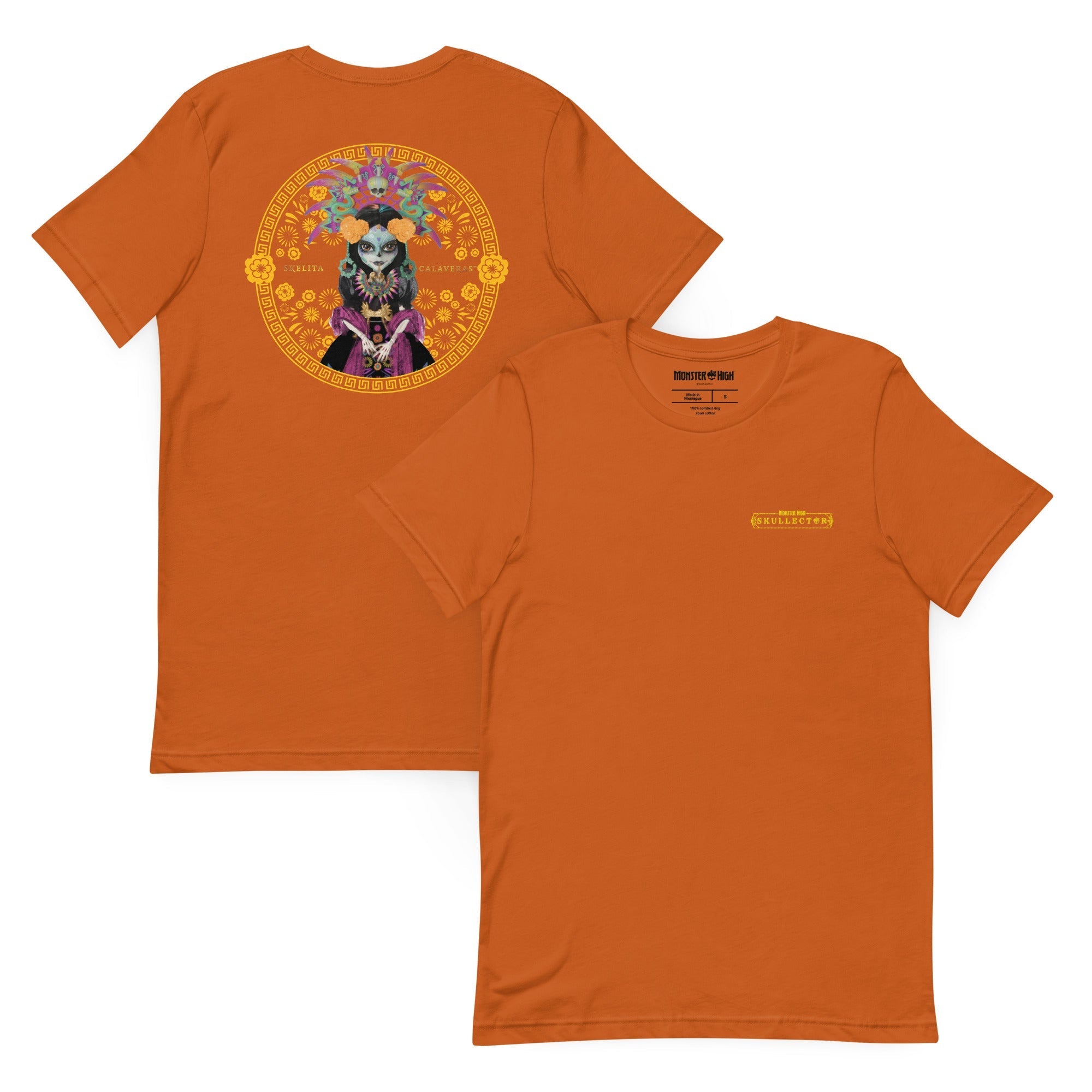 Monster High Skelita Día de Muertos Embroidered Orange T-Shirt