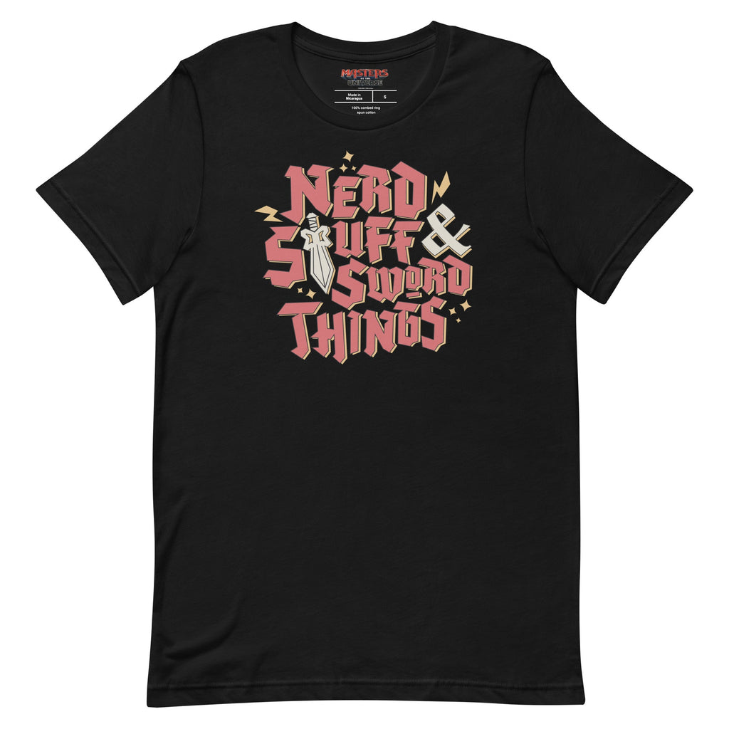 Masters of the Universe Movie Nerd Stuff and Sword Things Black T-shirt
