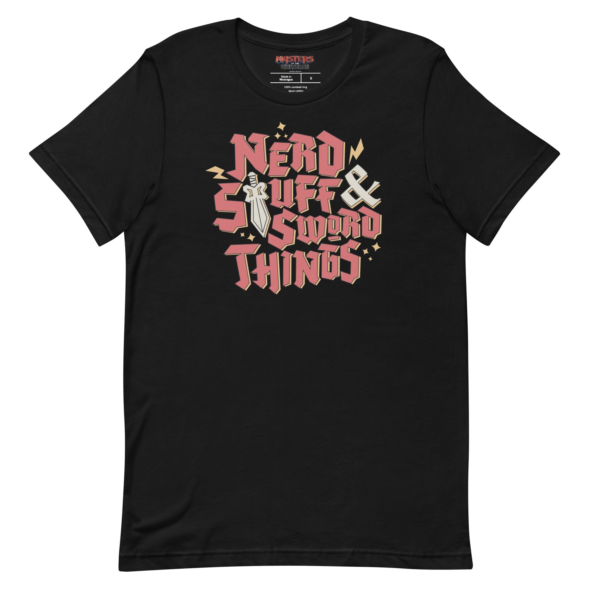 Masters of the Universe Movie Nerd Stuff and Sword Things Black T-shirt
