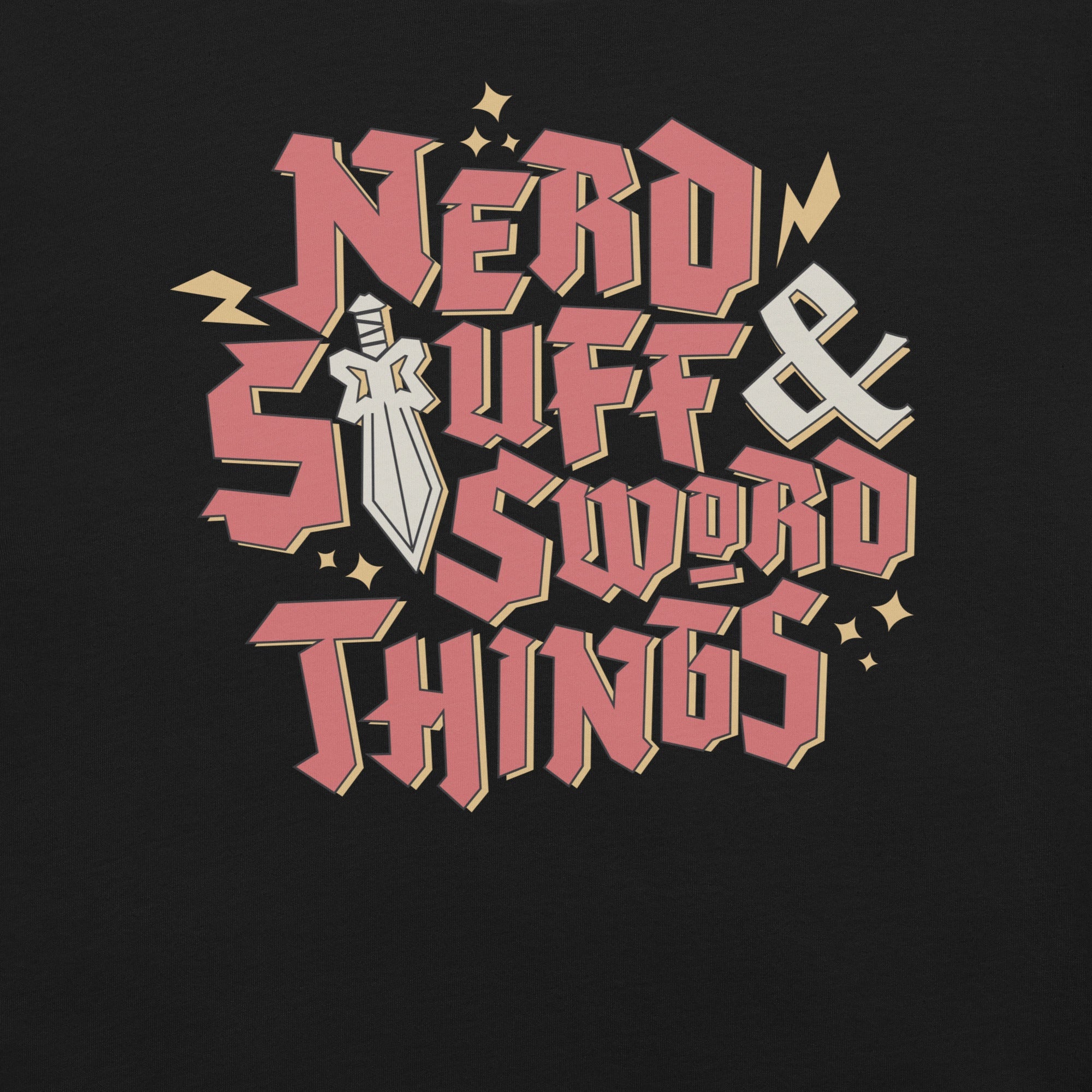 Masters of the Universe Movie Nerd Stuff and Sword Things Black T-shirt