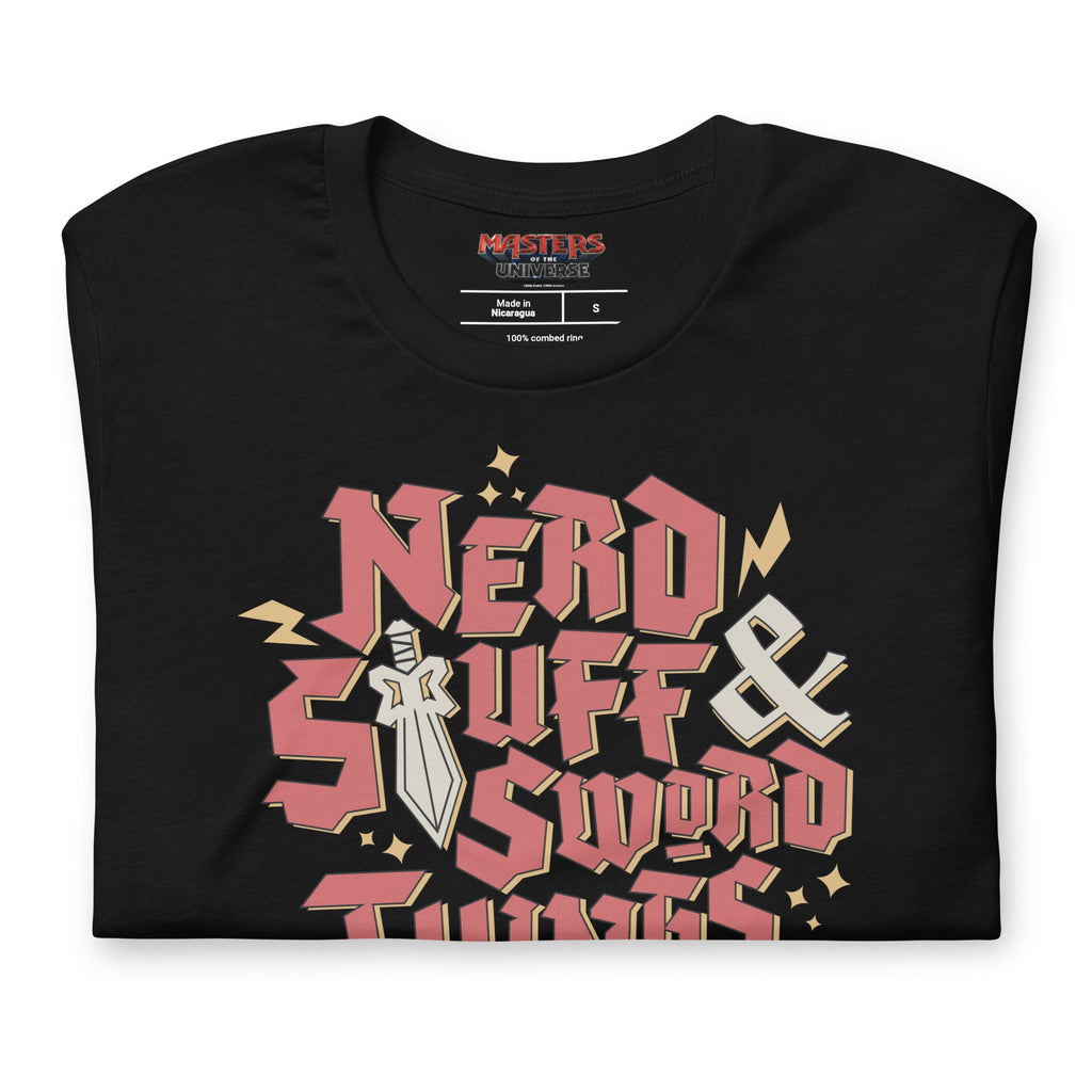 Masters of the Universe Movie Nerd Stuff and Sword Things Black T-shirt