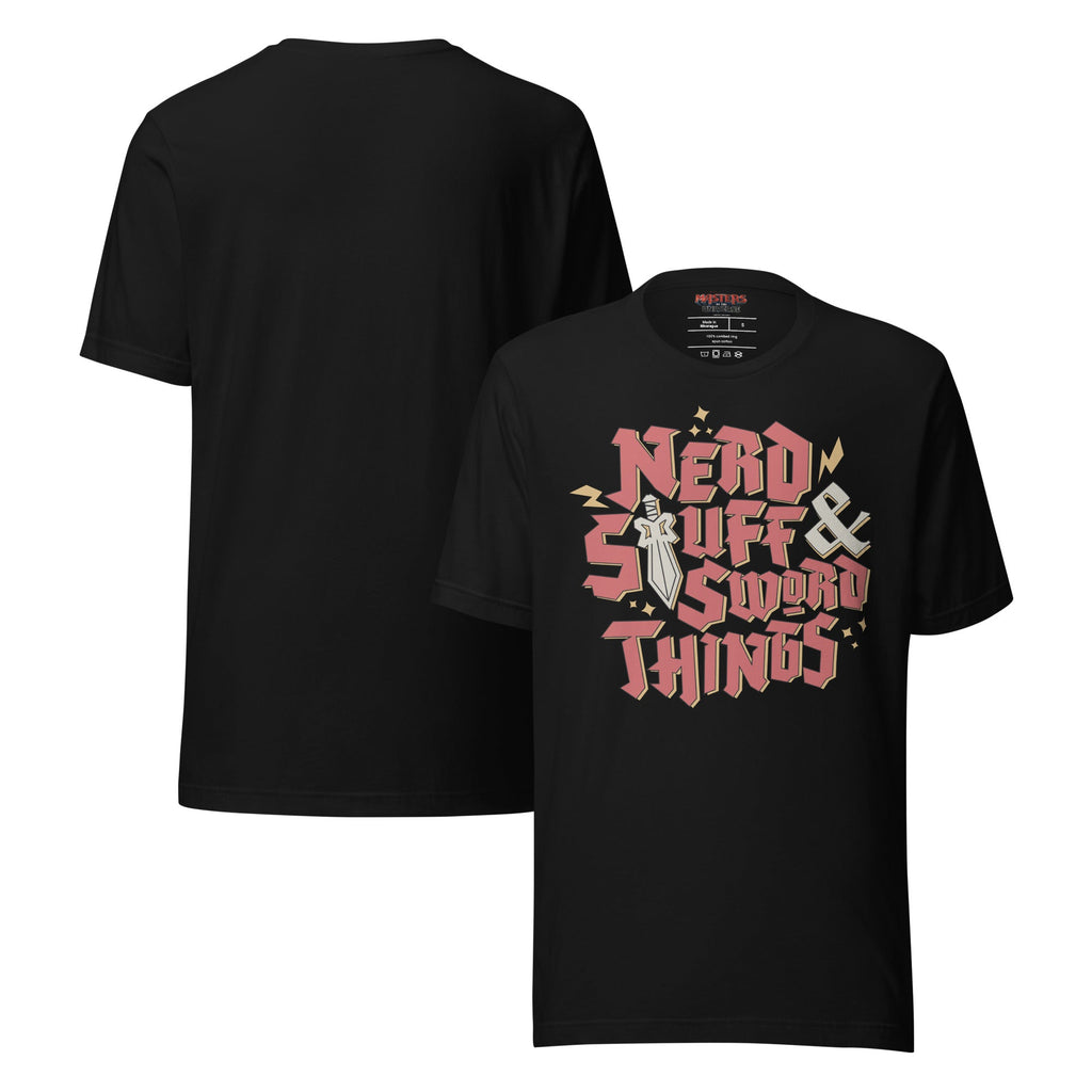Masters of the Universe Movie Nerd Stuff and Sword Things Black T-shirt