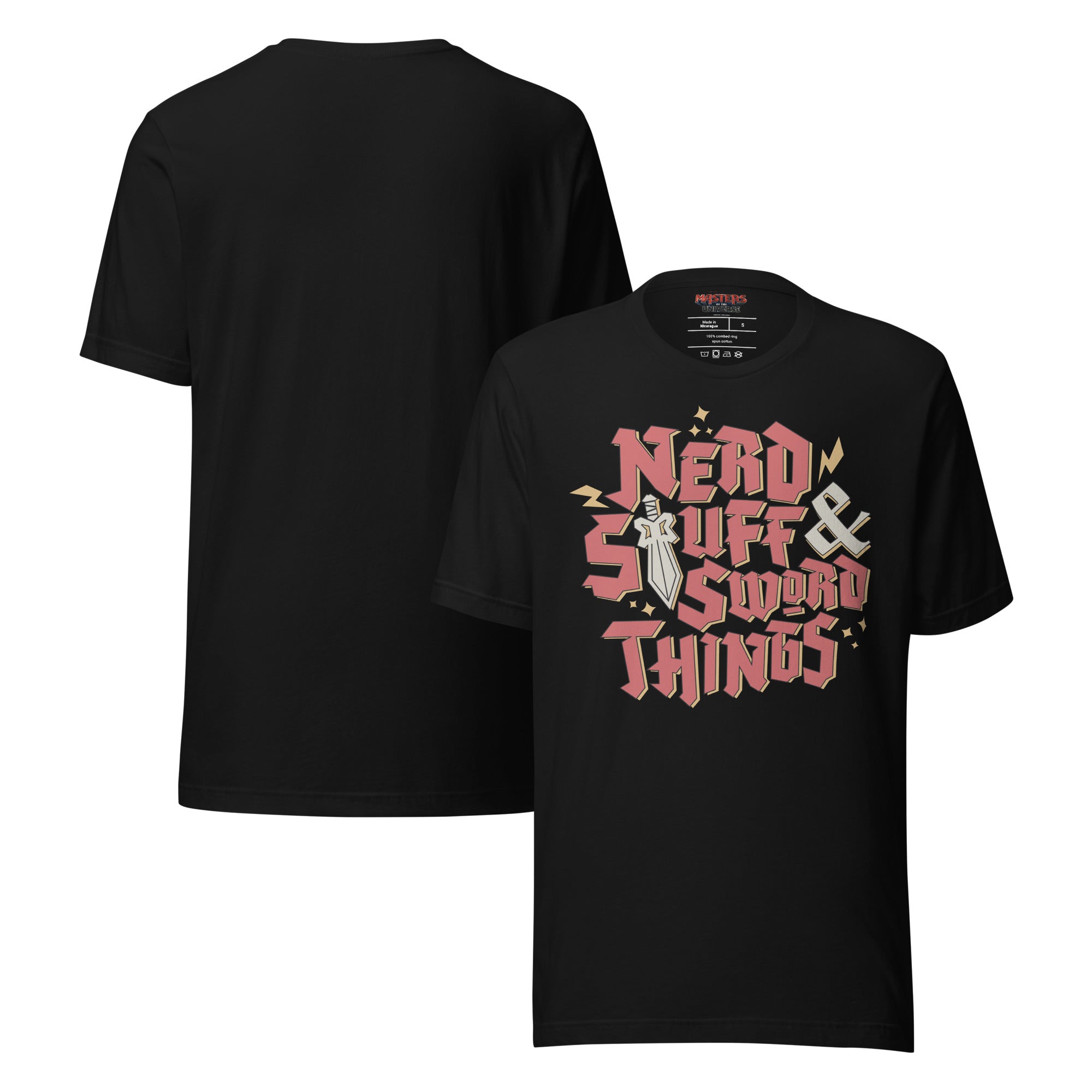 Masters of the Universe Movie Nerd Stuff and Sword Things Black T-shirt