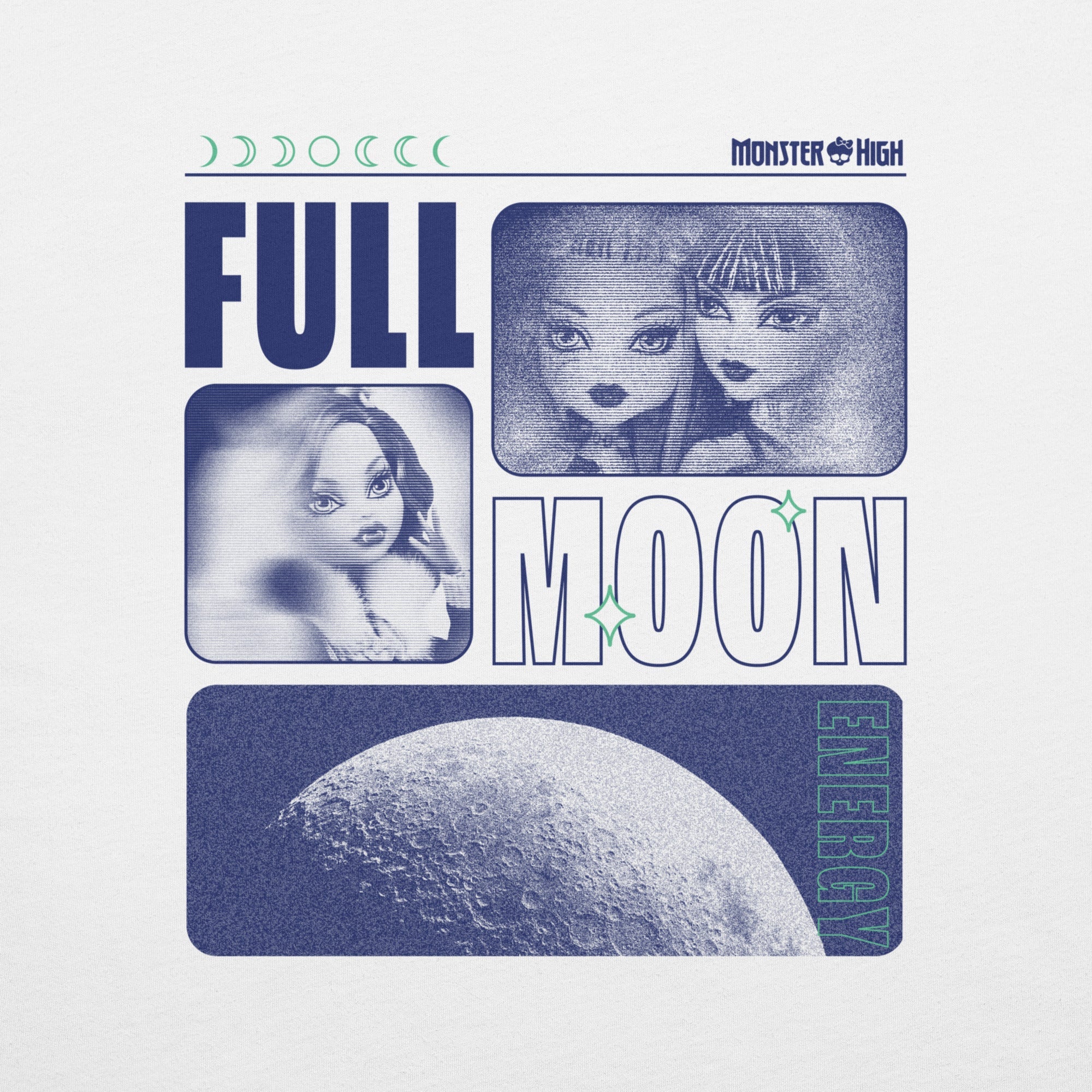 Monster High Full Moon  Embroidered White T-Shirt