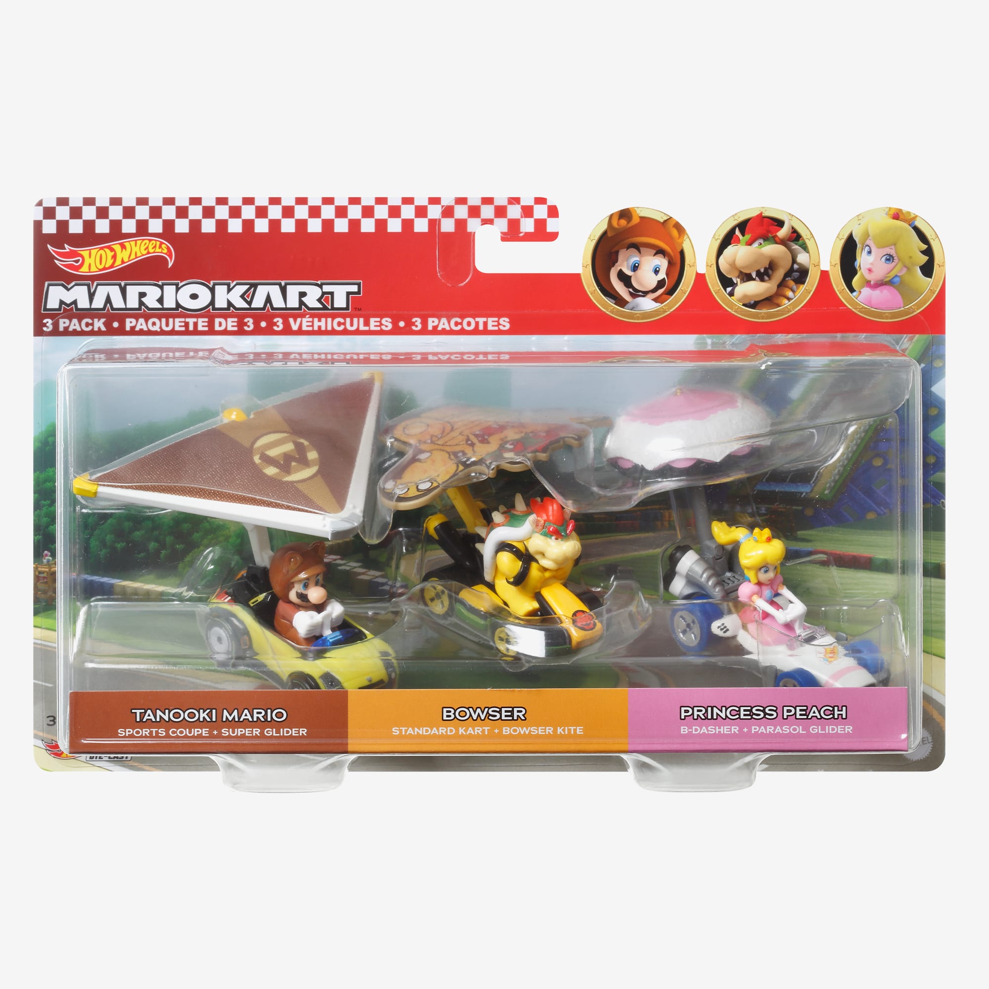 Hot Wheels MARIOKART Vehicle + Glider, Set of 3