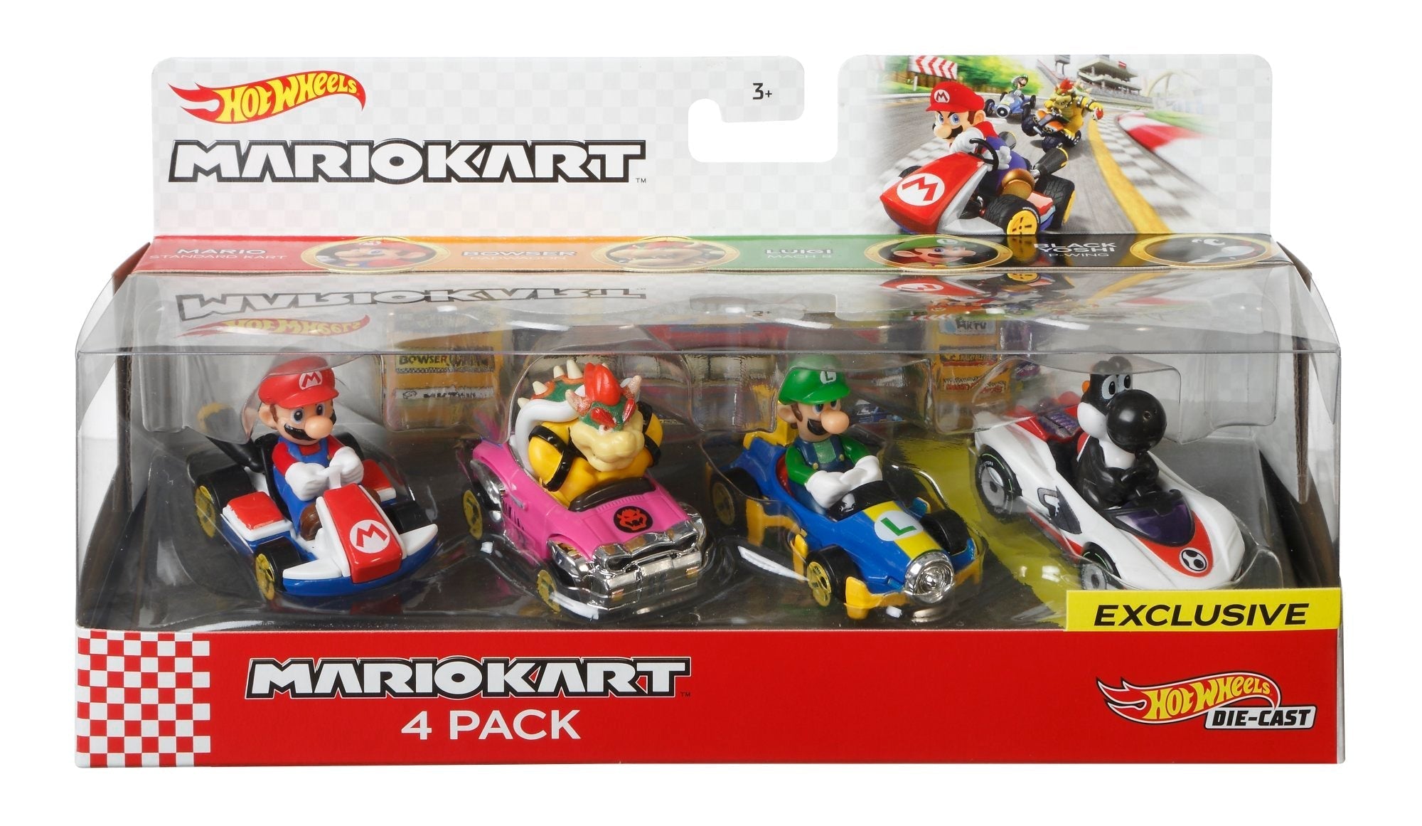 Hot Wheels Mario Kart Characters and Die-Cast Kart Vehicles, Set of 4